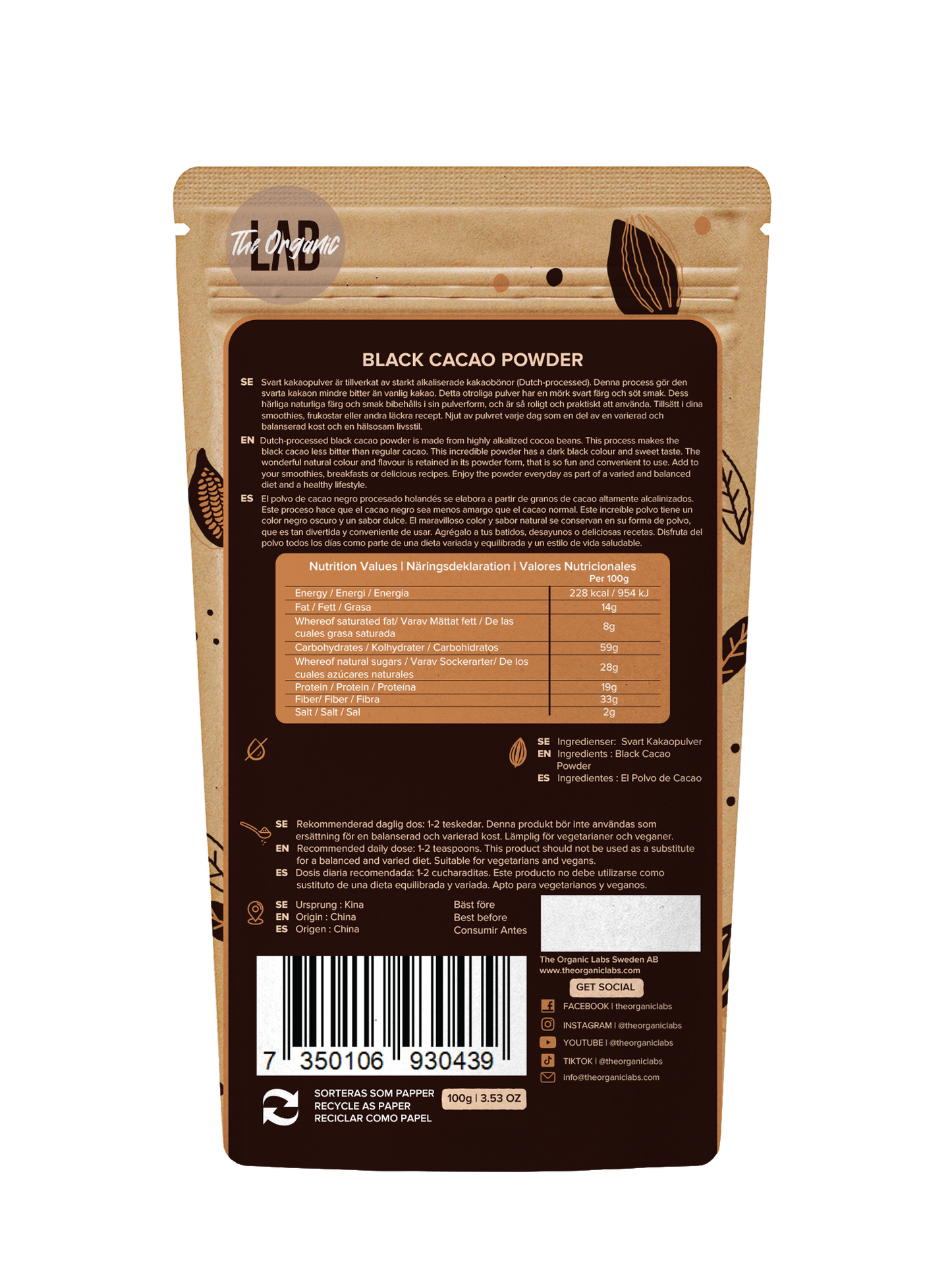 Pudra de CACAO NEAGRĂ – 100g