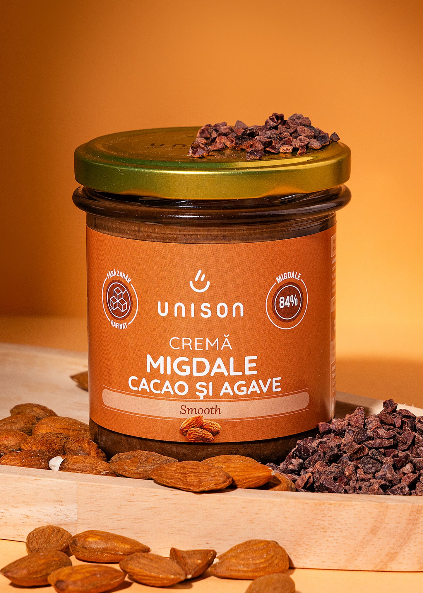 Crema de migdale cu cacao fara zahar 300g