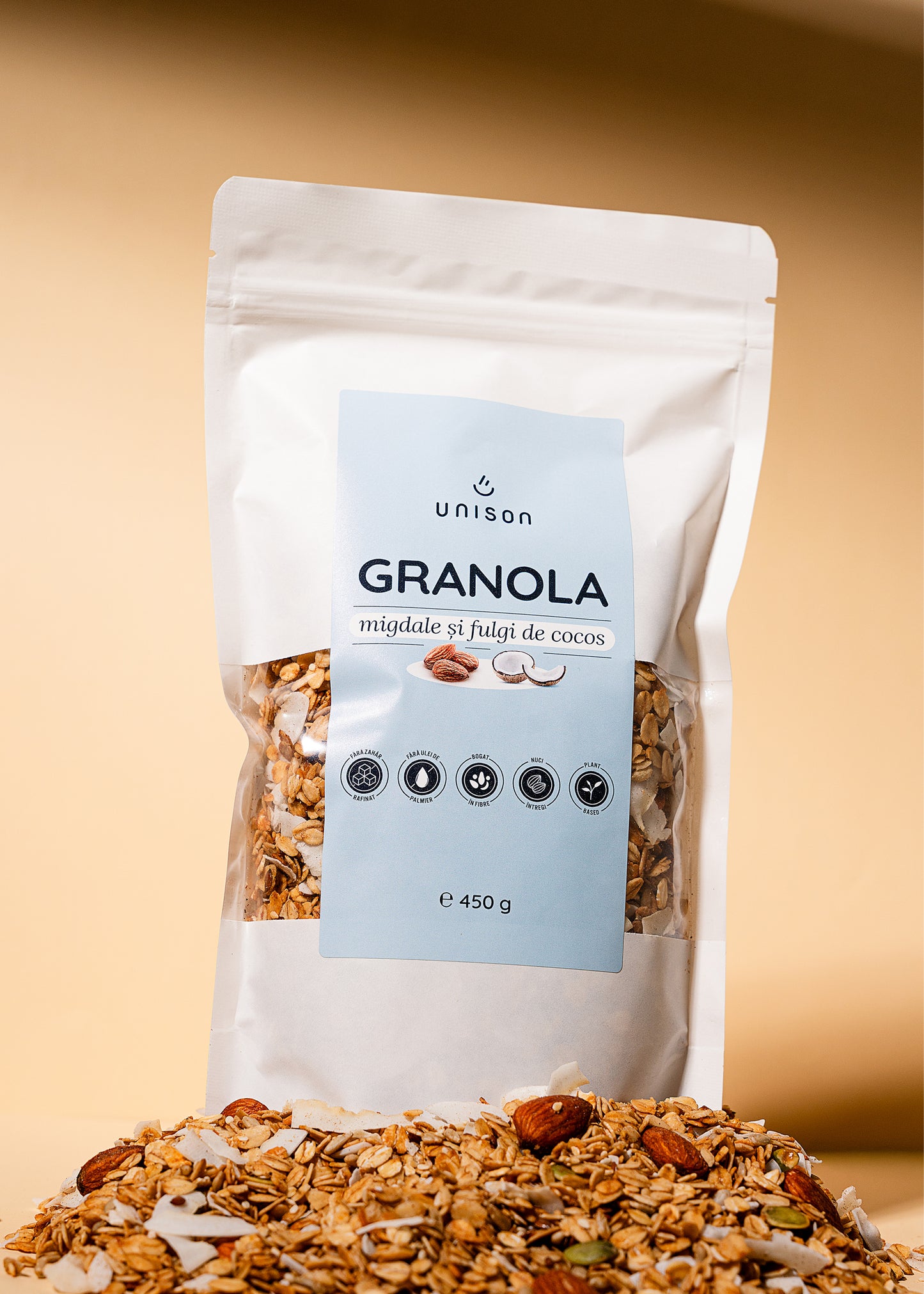 Granola cu migdale si fulgi de cocos fara zahar 450g
