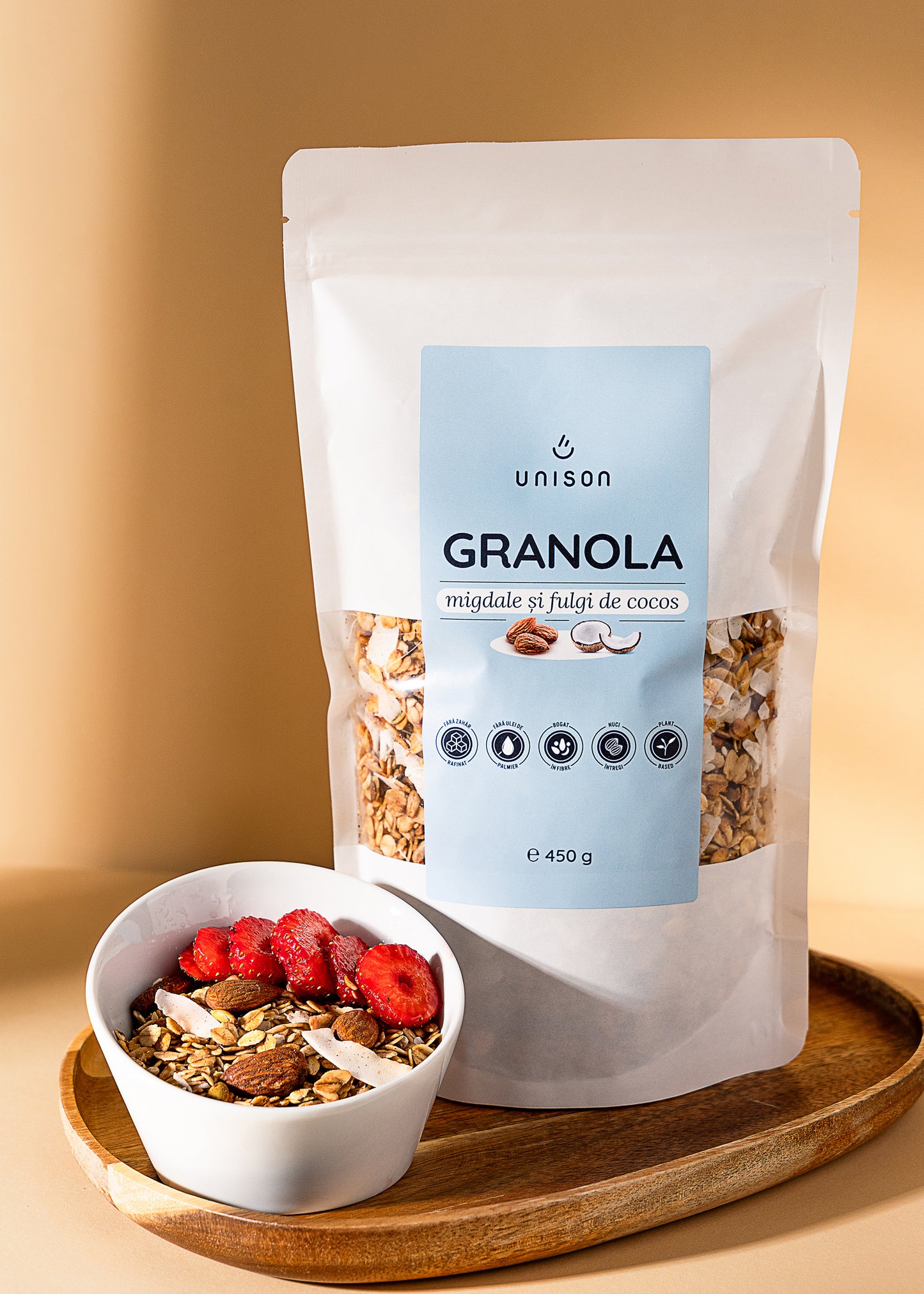 Granola cu migdale si fulgi de cocos fara zahar 450g