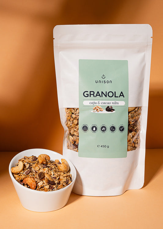 Granola cu caju si fulgi de cacao fara zahar 450g